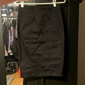 Xoxo Button Pencil Skirt with Pleats